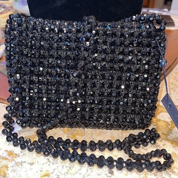 NWT La Regale macrame black bead mini bag - Picture 3 of 8
